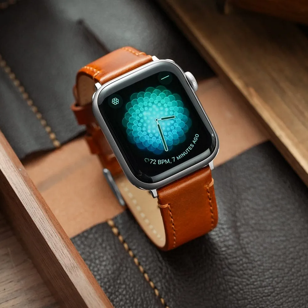 Ritche Toffee Brown Top Grain Leather iWatch Band in 38, 40, 41, 42, 44, 45mm