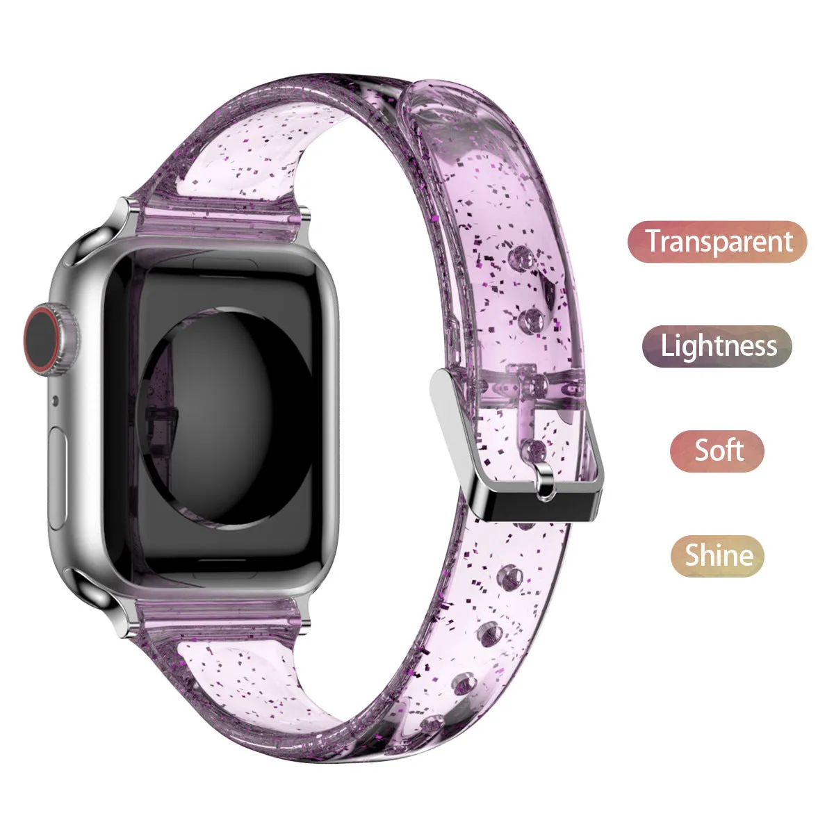 Silicone TPU transparent watchband for Apple and Samsung watches