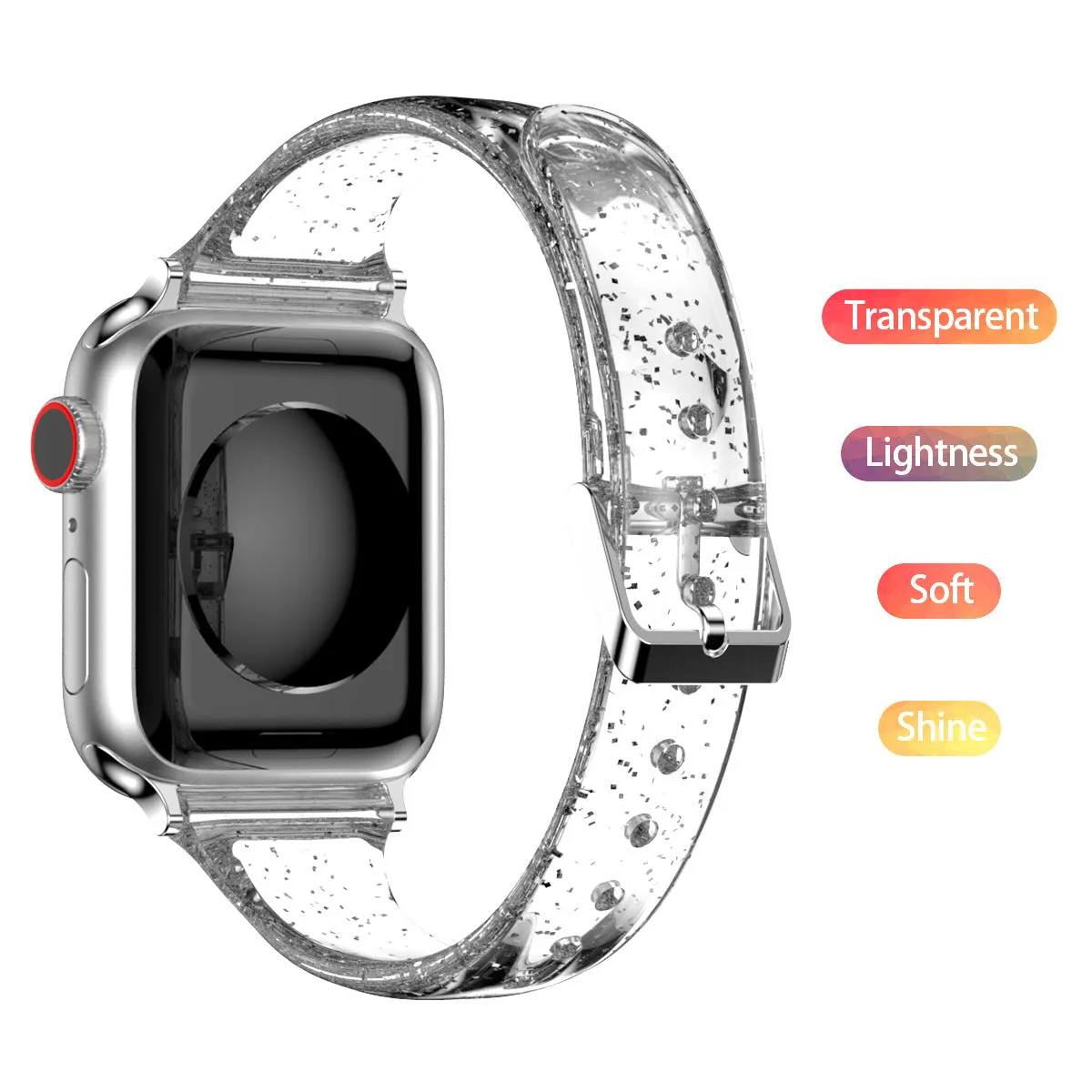 Silicone TPU transparent watchband for Apple and Samsung watches