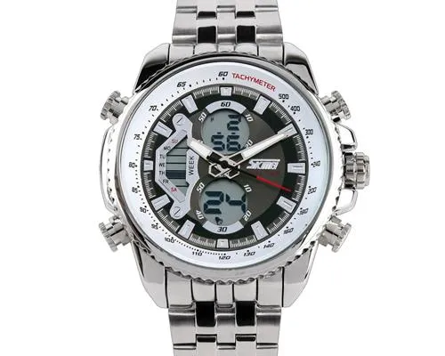 SKMEI Analog Digital Dual Time Day Alarm Chronograph Men Steel Watch