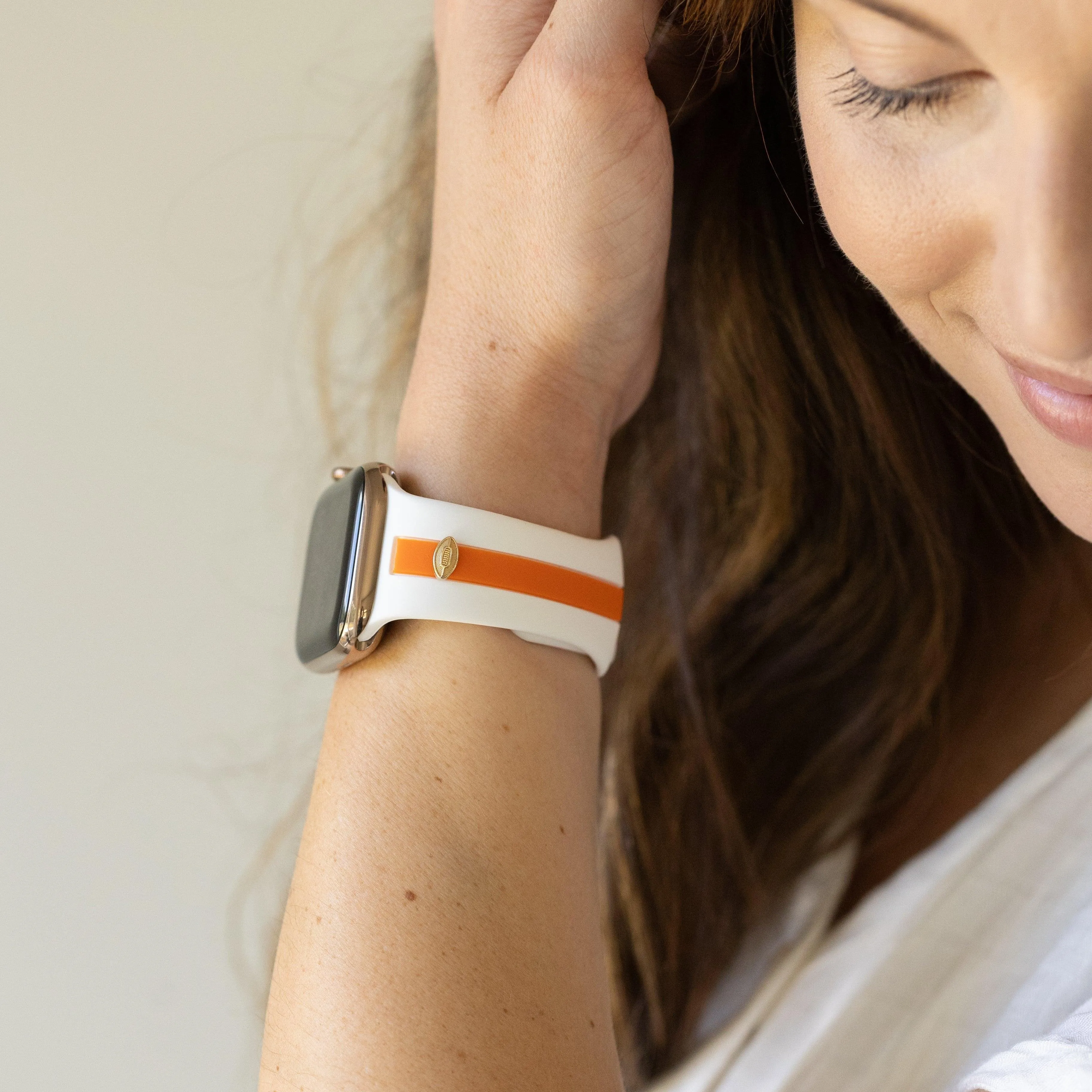 Skye White & Orange Smart Watch Band