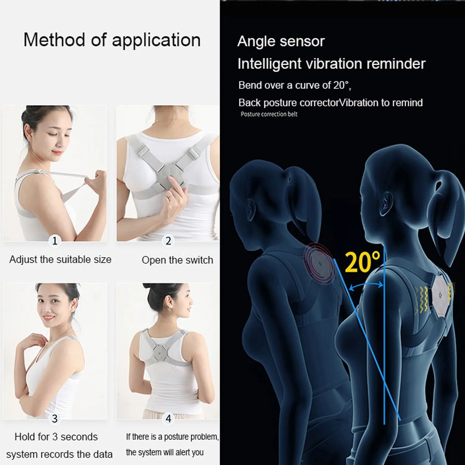 Smart Back Posture Corrector (Vibration Reminder): Improves Posture, Shoulder Support (Unisex)