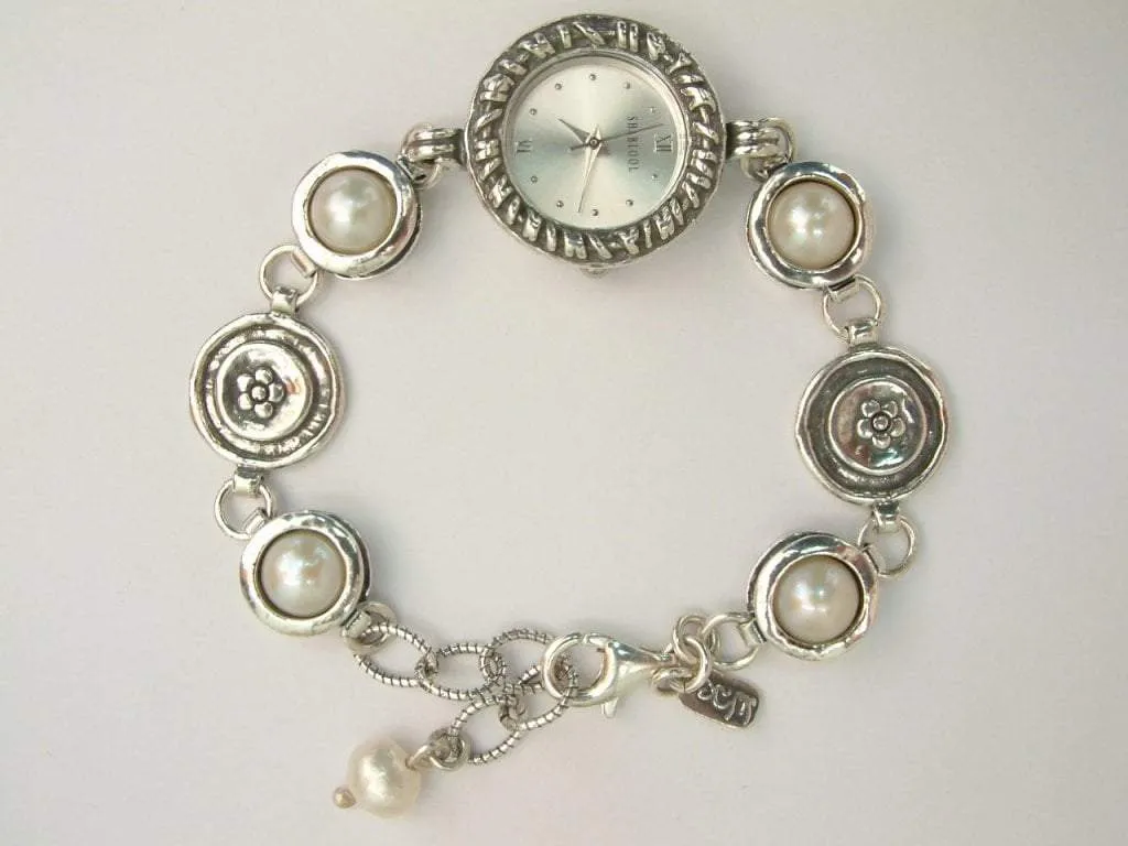 Sterling Silver Watch with Pearls Handcrafted Watches Japanese Myota NEW