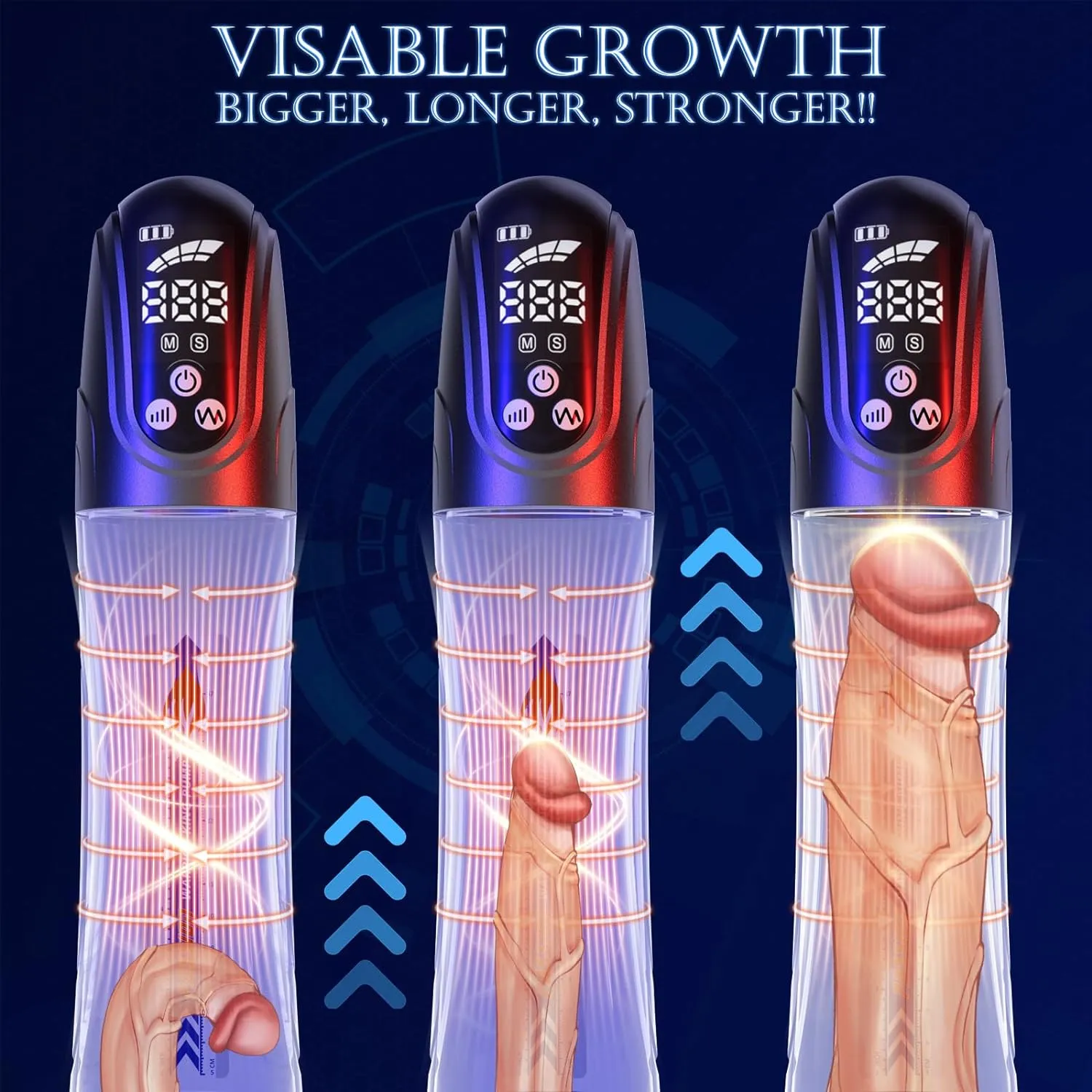 Submersible Automatic Penis Enlargement Pump with 4 Pressure Settings & 4 Suction Modes