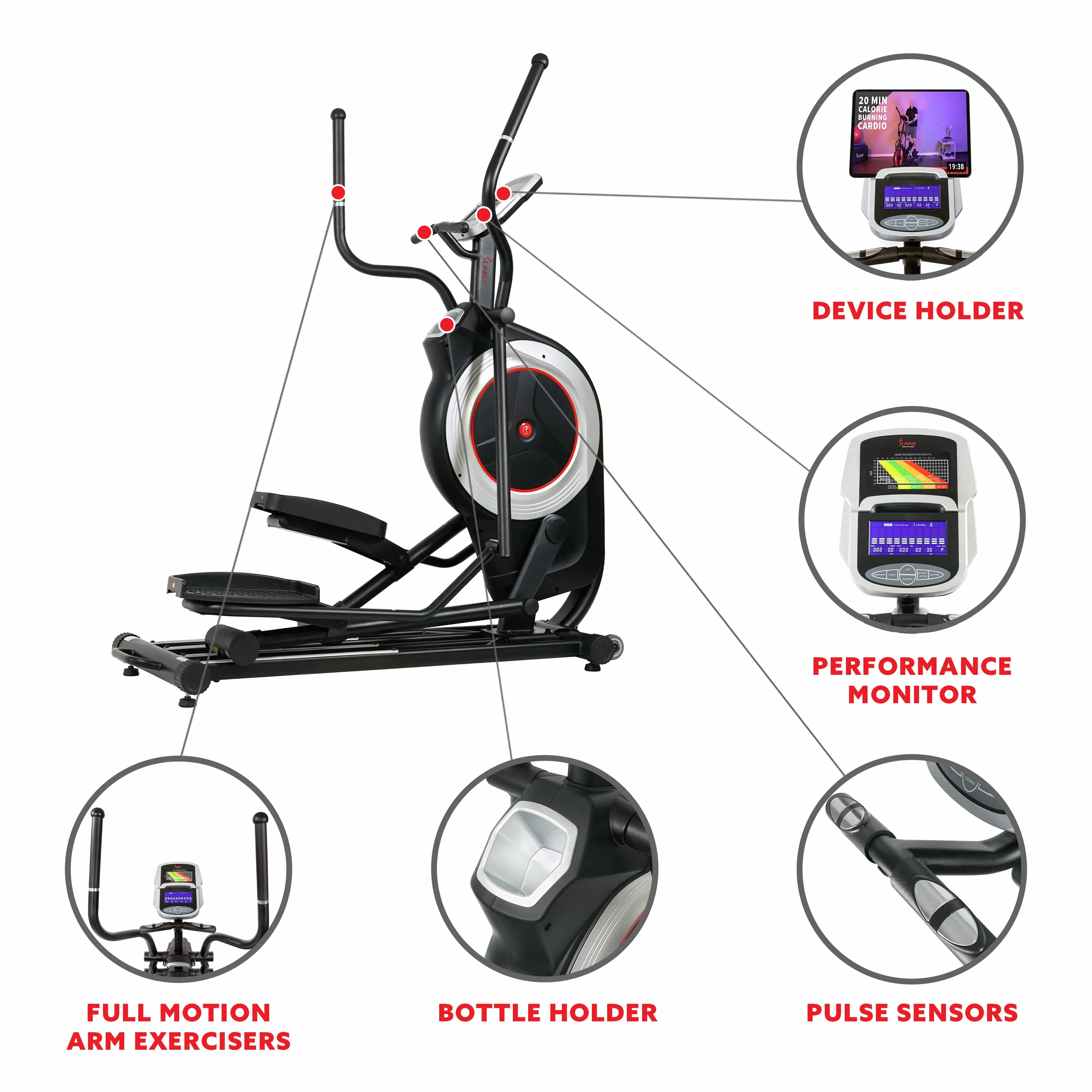 Sunny Health & Fitness Programmable Elliptical Trainer SF-E3875