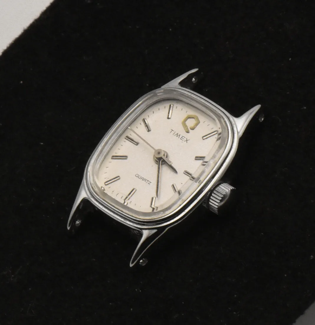 Timex - Vintage Silver Tone Metal Analog Quartz Movement Watch Face - MISSING BACK