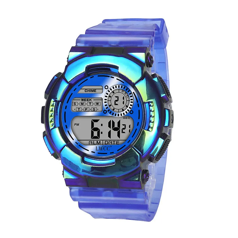 Transparent Gradient Color Boys and Girls Children's Electronic Watch Fashion Sports Multi-Function Watch