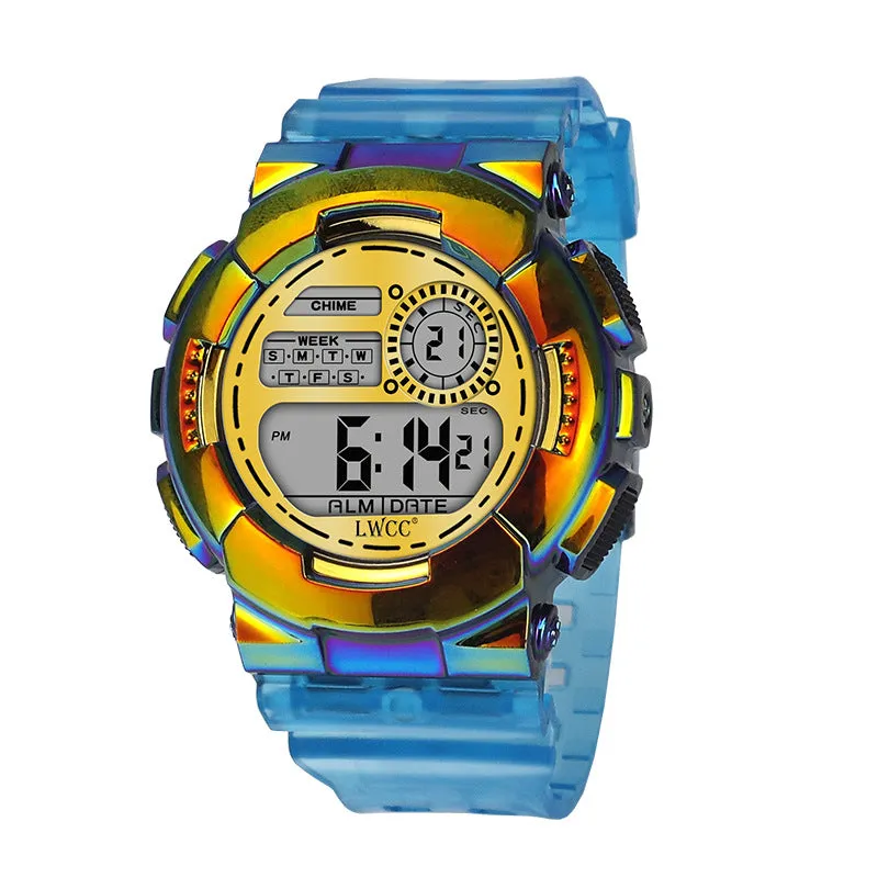 Transparent Gradient Color Boys and Girls Children's Electronic Watch Fashion Sports Multi-Function Watch