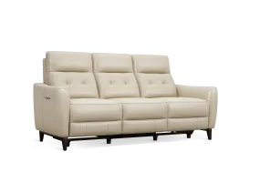 Valencia Elena Leather Three Seats Power Recliner Sofa, Cream