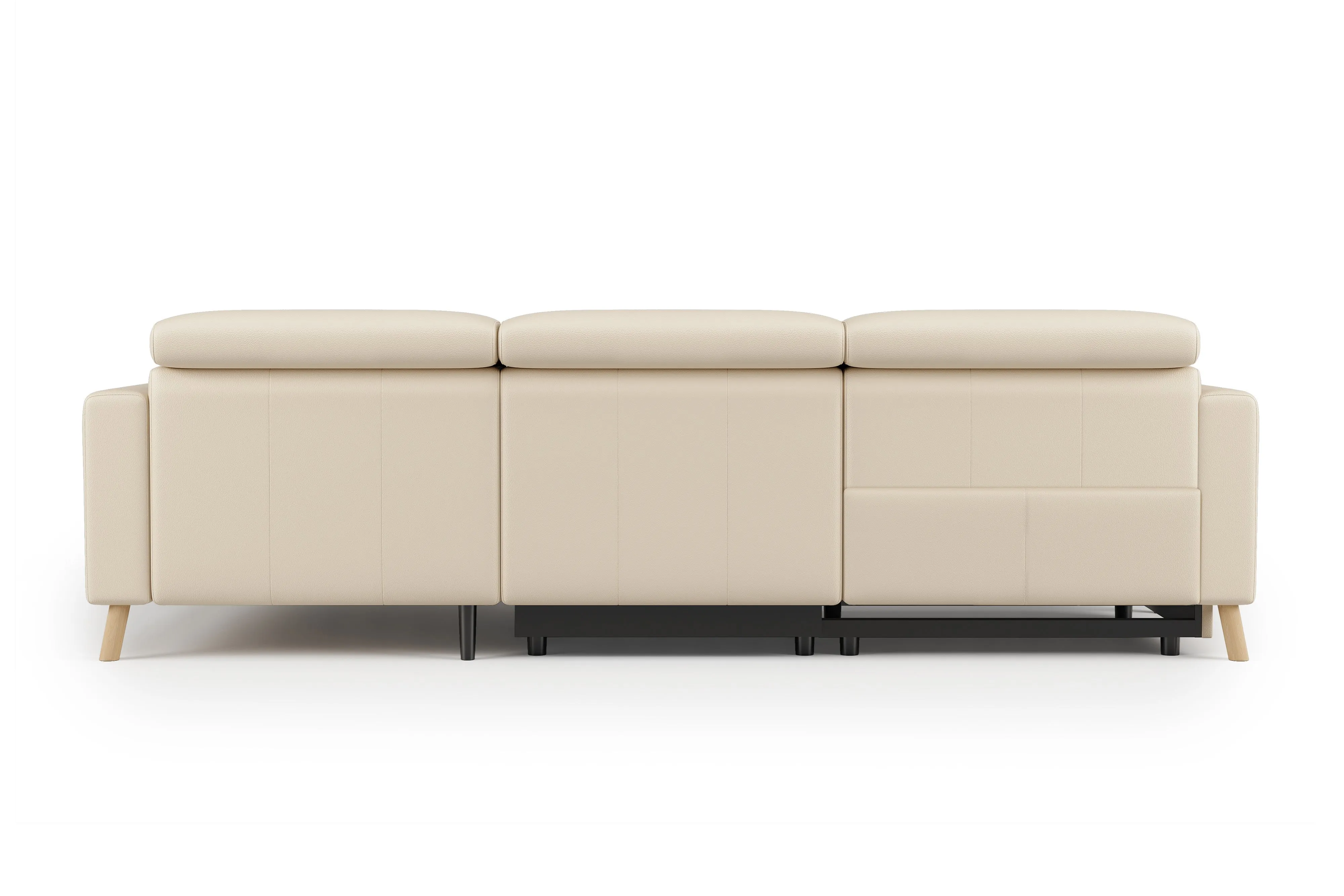 Valencia Elodie Top Grain Leather Sectional Sofa, Three Seats with Right Chaise, Beige