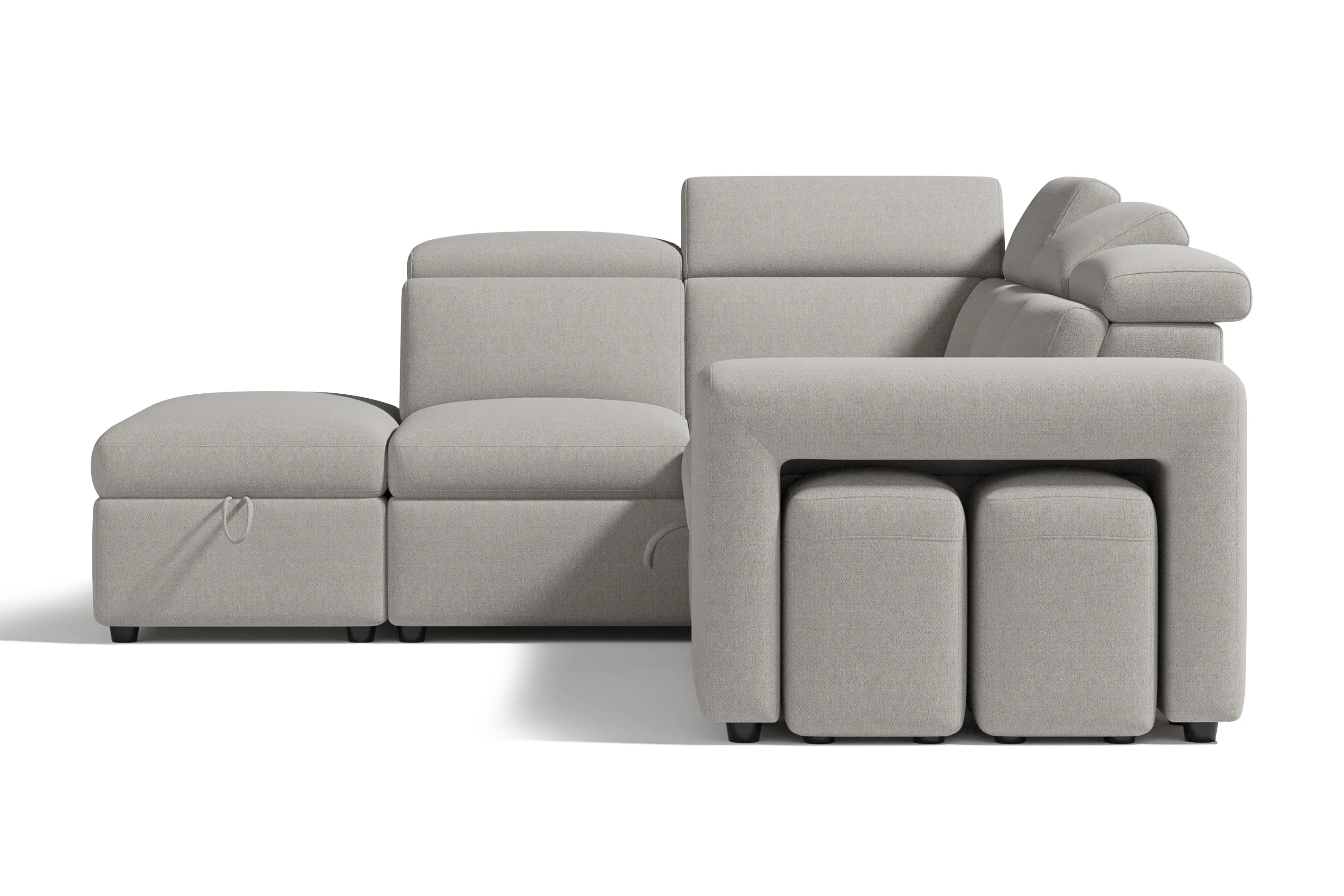 Valencia Finn Fabric Sectional Sofa Bed with Left Hand Storage, Light Grey