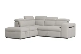 Valencia Finn Fabric Sectional Sofa Bed with Left Hand Storage, Light Grey