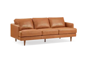 Valencia Grosseto Top Grain Leather Sofa, Three Seats, Cognac