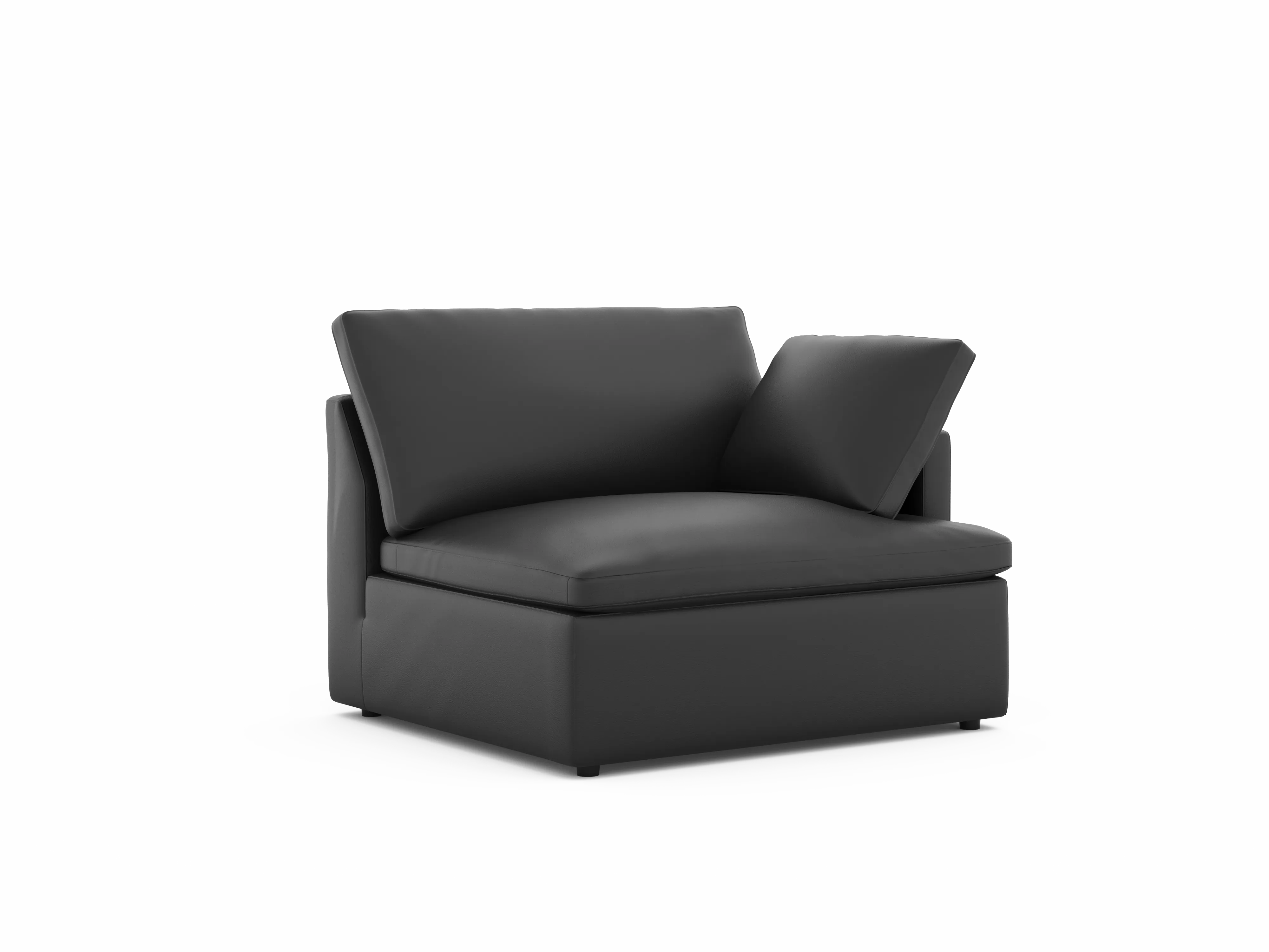 Valencia Isola Cloud Top Grain Leather Theater Lounge Modular Sofa Right Arm Piece, Black Color