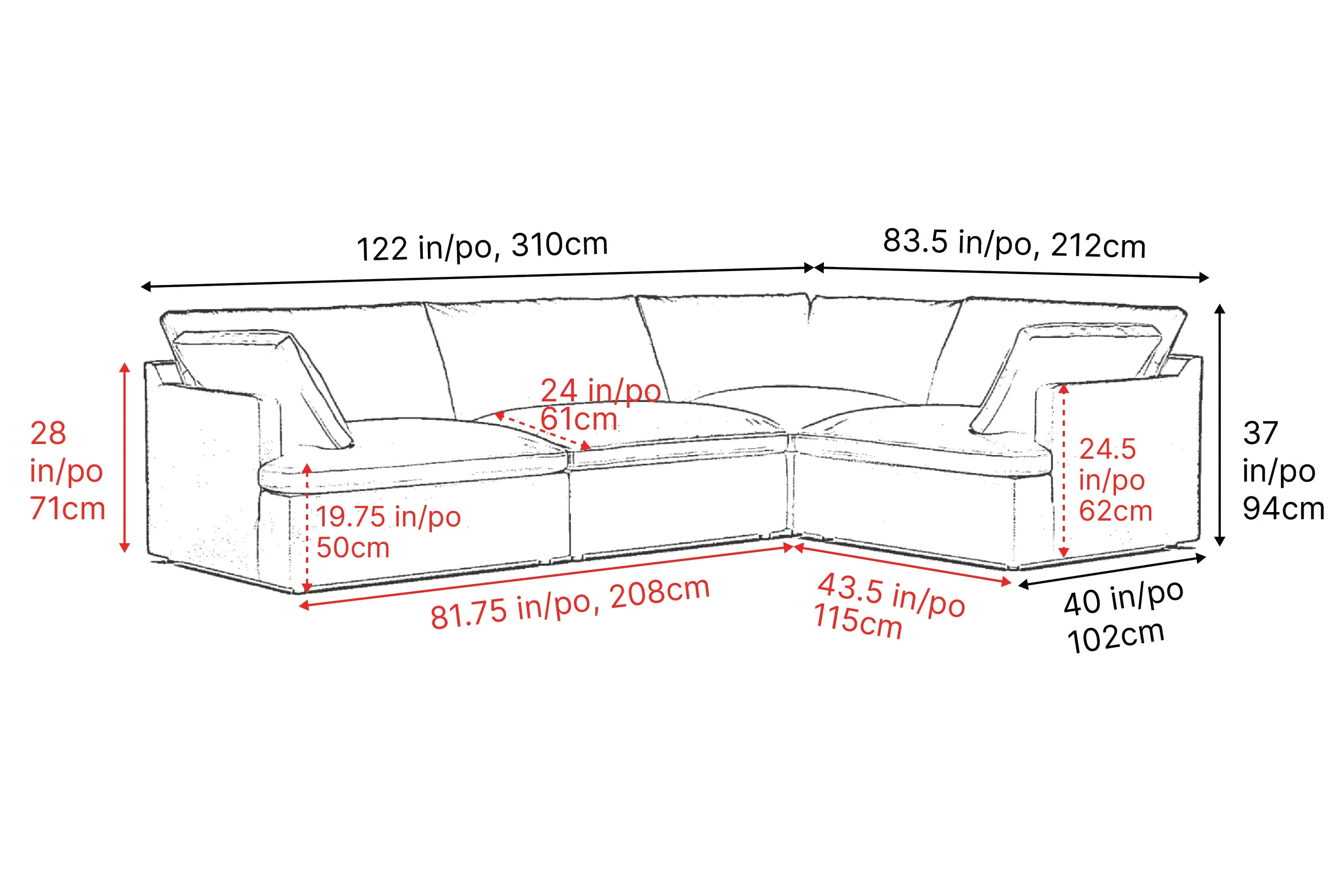 Valencia Isola Cloud Top Grain Leather Theater Lounge Modular Sofa Right Modular, Black Color