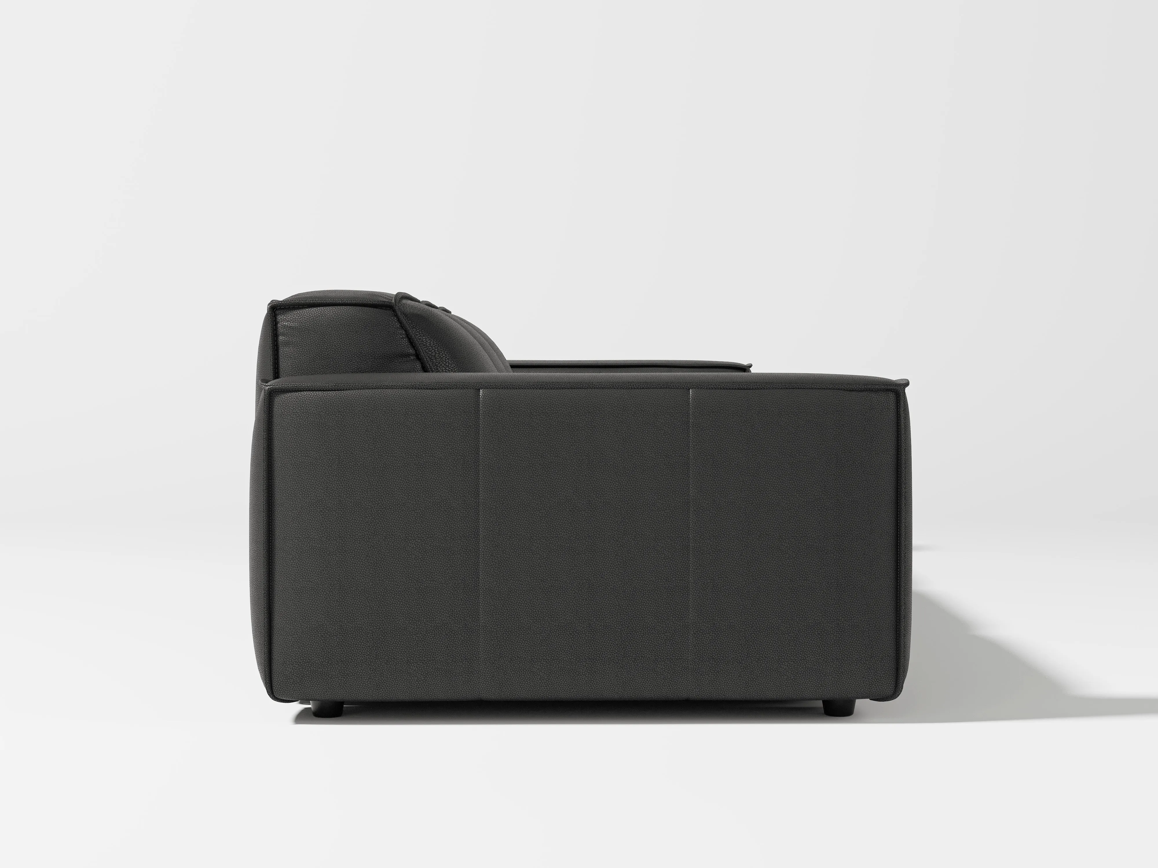 Valencia Nathan Full Aniline Leather Media Lounge Three Seats Modular Sofa with Down Feather Fill, Black