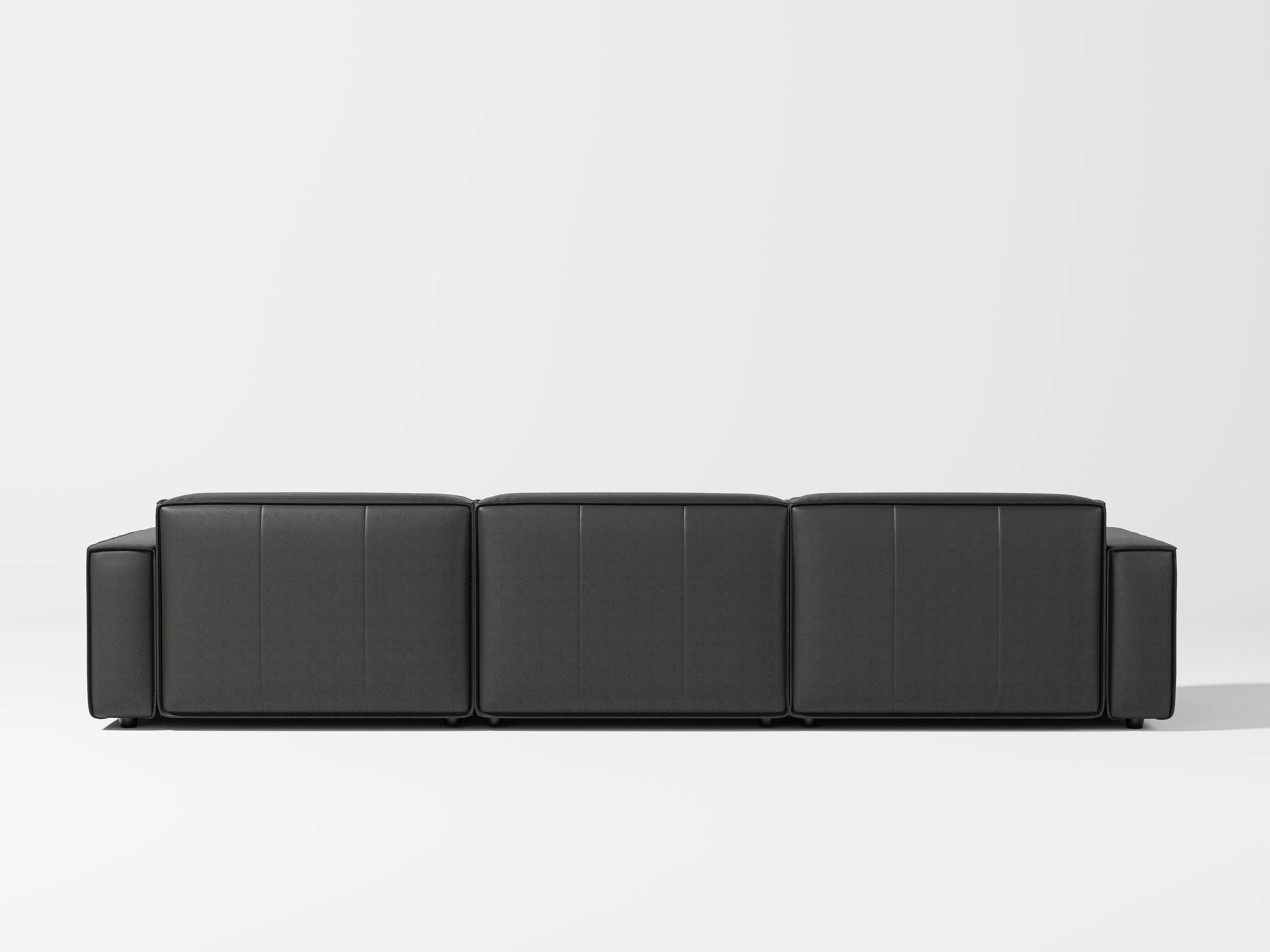 Valencia Nathan Full Aniline Leather Media Lounge Three Seats Modular Sofa with Down Feather Fill, Black