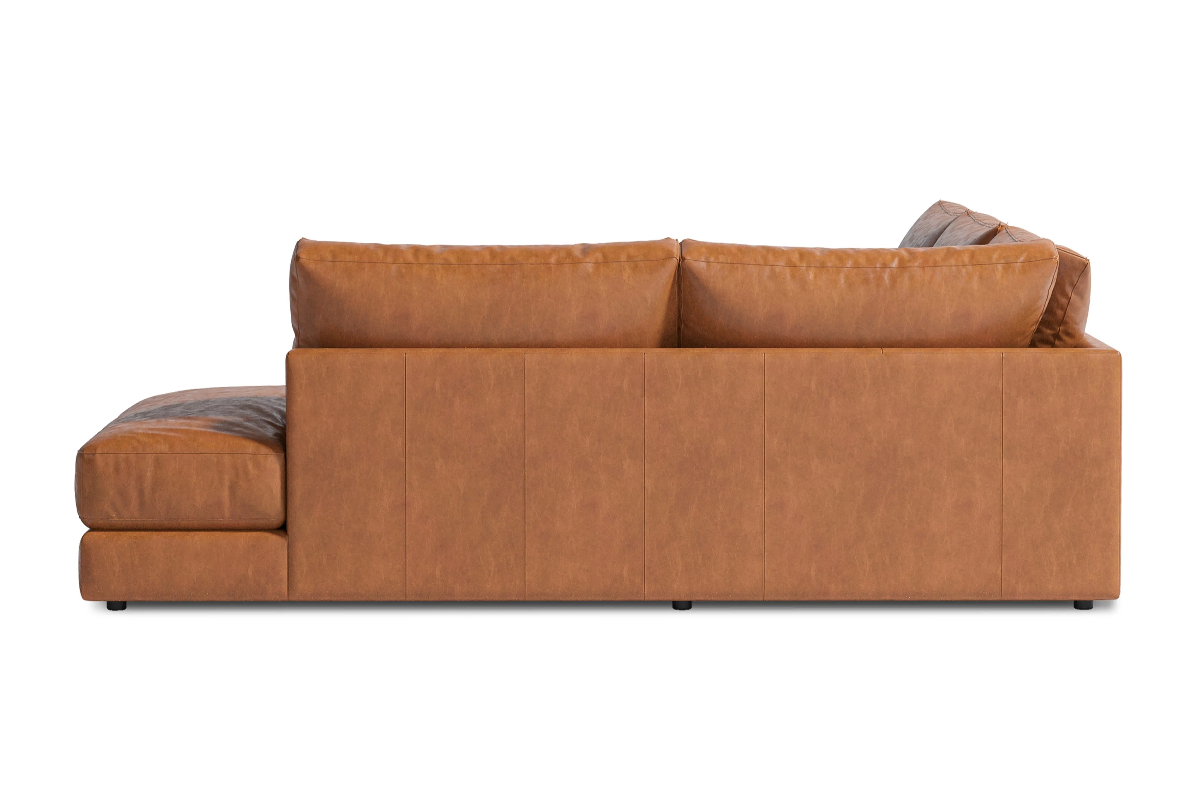 Valencia Serena Leather 2-Piece Right Bumper Chaise Sectional Sofa, Cognac