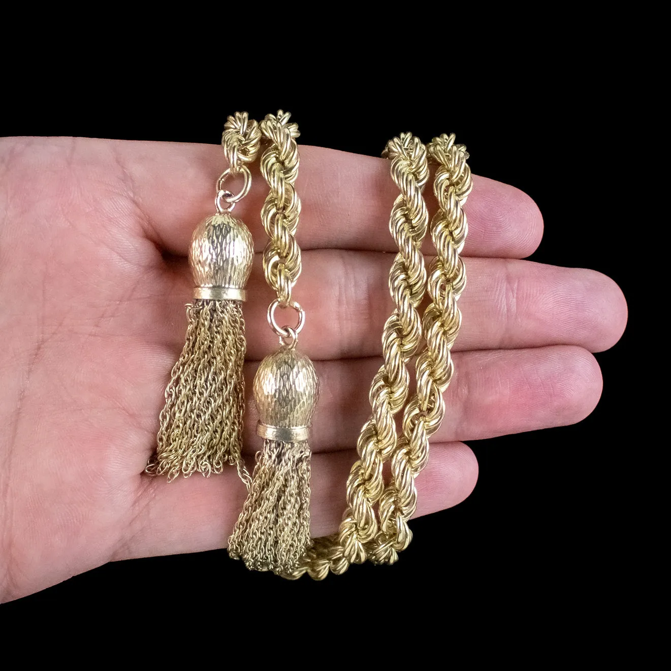 Vintage Negligee Tassel Heart Chain Silver 18ct Gold Gilt Dated 1975